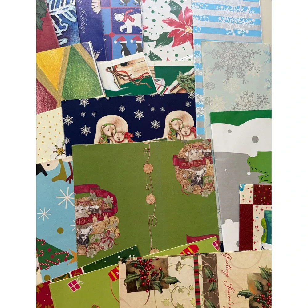 Vintage Christmas Gift Wrap Lot 34 Sheets Holiday Sally Foster Era 80s 90s Mixed